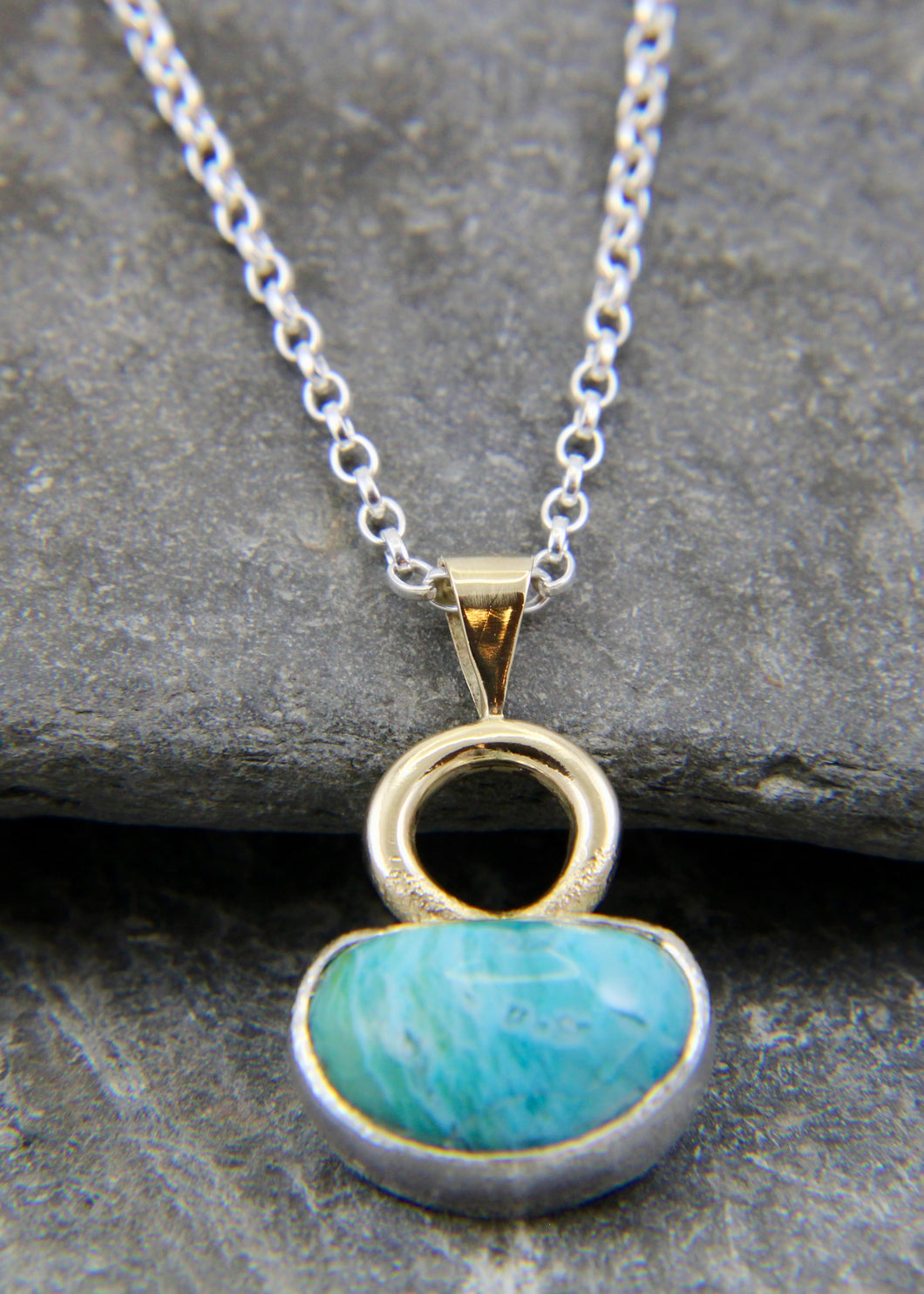 Turquoise, 9ct Gold and Sterling Silver Sunset  necklace