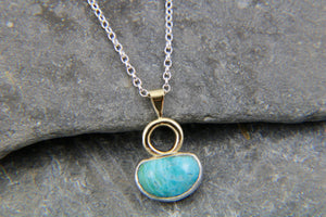 Turquoise, 9ct Gold and Sterling Silver Sunset  necklace