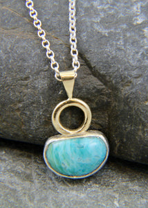 Turquoise, 9ct Gold and Sterling Silver Sunset  necklace