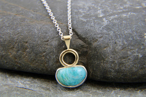 Turquoise, 9ct Gold and Sterling Silver Sunset  necklace