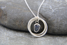 Load image into Gallery viewer, You, me and the Sea - Blue Sapphire Double Entwined Hoop Necklace