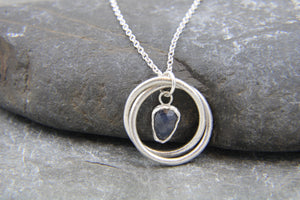 You, me and the Sea - Blue Sapphire Double Entwined Hoop Necklace