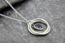 Load image into Gallery viewer, You, me and the Sea - Blue Sapphire Double Entwined Hoop Necklace