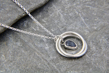 Load image into Gallery viewer, You, me and the Sea - Blue Sapphire Double Entwined Hoop Necklace