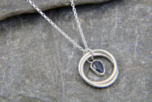 Load image into Gallery viewer, You, me and the Sea - Blue Sapphire Double Entwined Hoop Necklace