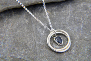 You, me and the Sea - Blue Sapphire Double Entwined Hoop Necklace