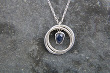 Load image into Gallery viewer, You, me and the Sea - Blue Sapphire Double Entwined Hoop Necklace