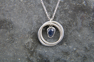 You, me and the Sea - Blue Sapphire Double Entwined Hoop Necklace