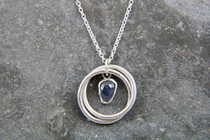 You, me and the Sea - Blue Sapphire Double Entwined Hoop Necklace