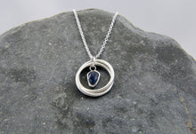 Load image into Gallery viewer, You, me and the Sea - Blue Sapphire Double Entwined Hoop Necklace