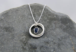 You, me and the Sea - Blue Sapphire Double Entwined Hoop Necklace