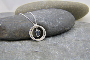 You, me and the Sea - Blue Sapphire Double Entwined Hoop Necklace