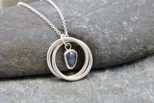 Load image into Gallery viewer, You, me and the Sea - Blue Sapphire Double Entwined Hoop Necklace