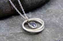 Load image into Gallery viewer, You, me and the Sea - Blue Sapphire Double Entwined Hoop Necklace