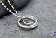 Load image into Gallery viewer, You, me and the Sea - Blue Sapphire Double Entwined Hoop Necklace