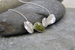 Green Sapphire and Leaf Statement Necklace