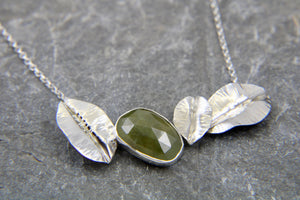 Green Sapphire and Leaf Statement Necklace