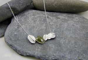 Green Sapphire and Leaf Statement Necklace