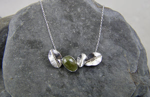 Green Sapphire and Leaf Statement Necklace